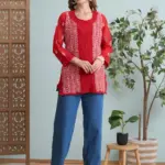 Kaashley Short Red Kurti Gerogette